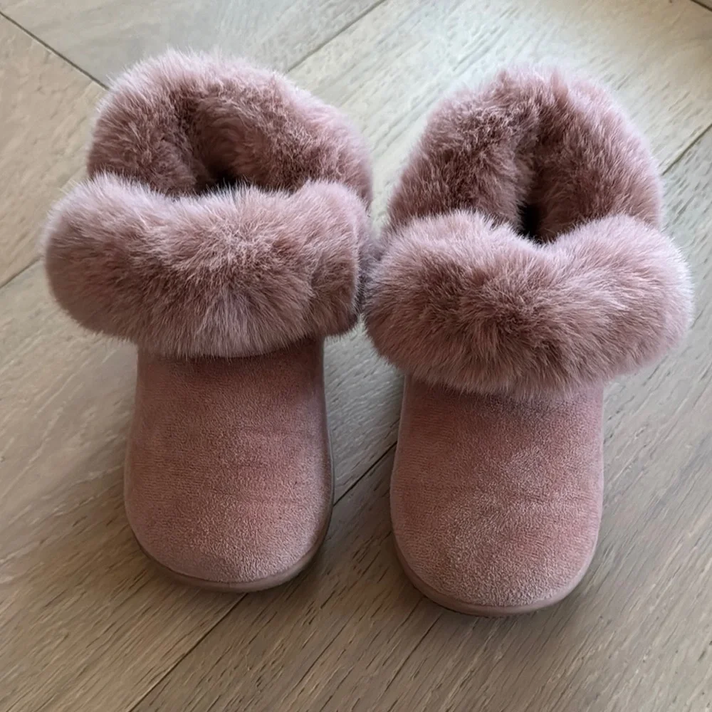 Cozy Pink Toddler Booties - Picture 2 of 5